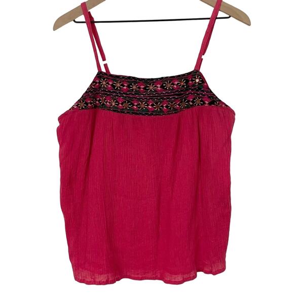 Funky People Cotton Gauze Floral Vacation Sleeveless Casual Boho Pink Tank Top - Picture 8 of 8